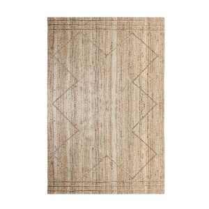 Beige Hand Braided Geometric Jute Area Rug