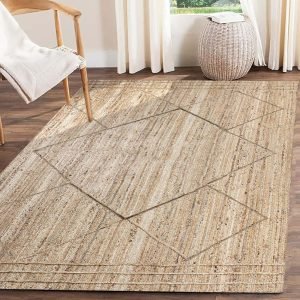Beige Geometric Hand braided Jute Rug