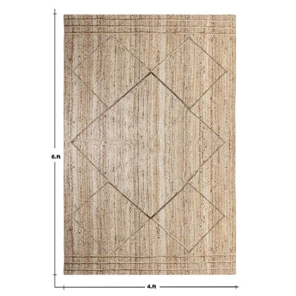 Beige Geometric Hand braided Jute Rug - Image 5