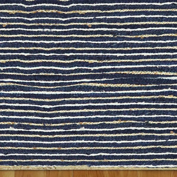 Handcrafted Blue Geometric Jute Runner Rug - Image 4