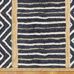 Handmade Blue Beige Geometric Jute Rug