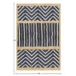 Handmade Blue Beige Geometric Jute Rug