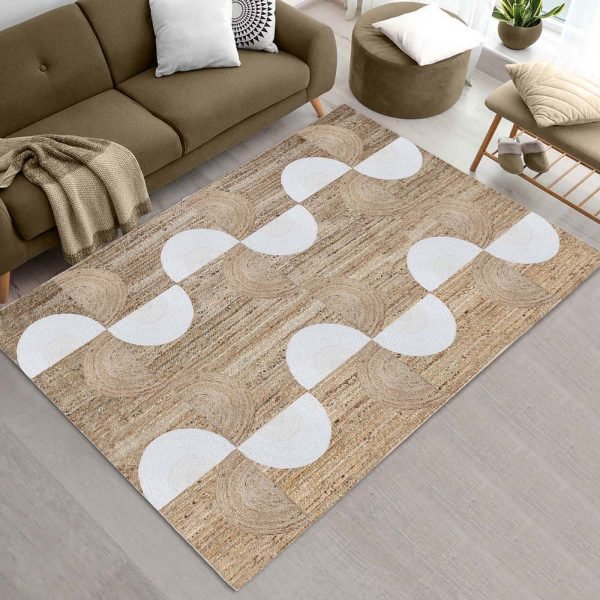 Hand Beige Hand Braided Geometric Jute Rug - Image 2