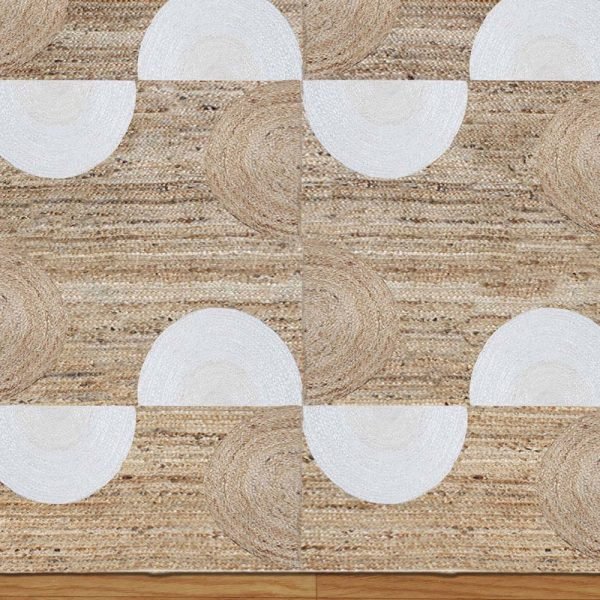 Hand Beige Hand Braided Geometric Jute Rug - Image 4