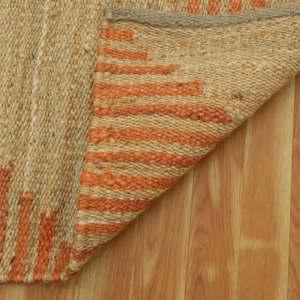 Beige Orange Hand Woven Geometric Rug - Image 5