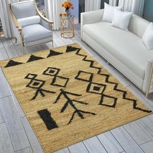 Handwoven Black Gray Jute Area Rug