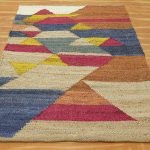 Handwoven Geometric Beige Multicolor Jute Rug