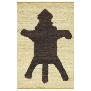 Hand Woven Animal Print Jute Beige Area Rug