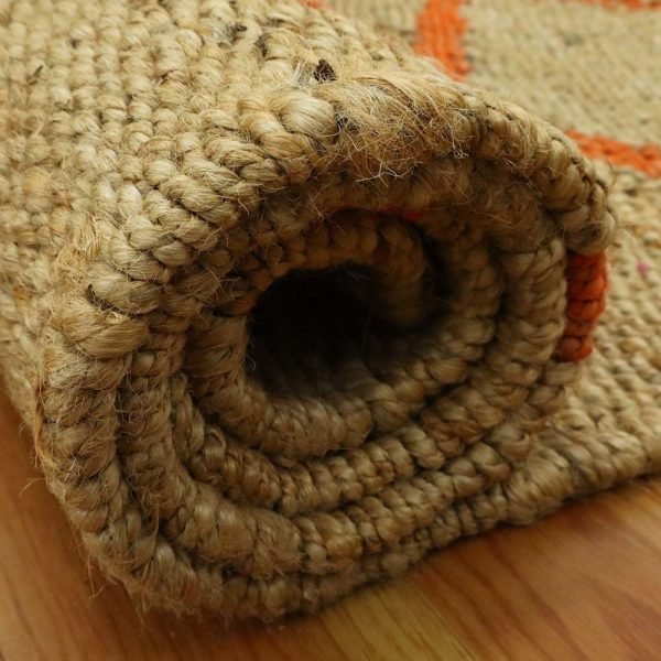 Orange Beige Handmade Geometric Entryway Rug - Image 5
