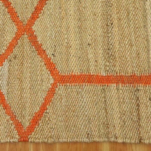 Orange Beige Handmade Geometric Entryway Rug - Image 6