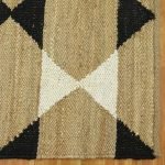 Beige Black Hand Woven Geometric Area Rug