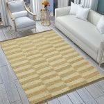 Brown Beige Hand Woven Geometric Bedroom Rug