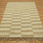 Brown Beige Hand Woven Geometric Bedroom Rug