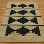 Black Beige Hand Woven Geometric Modern Rug