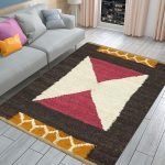 Brown White Hand Woven Geometric Jute  Rug