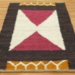 Brown White Hand Woven Geometric Jute  Rug