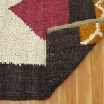 Brown White Hand Woven Geometric Jute  Rug