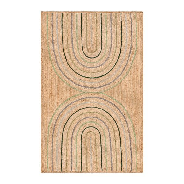 Hand Braided Beige Jute Rug Geometric Hallway Rug
