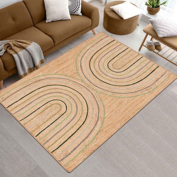 Hand Braided Beige Jute Rug Geometric Hallway Rug - Image 2
