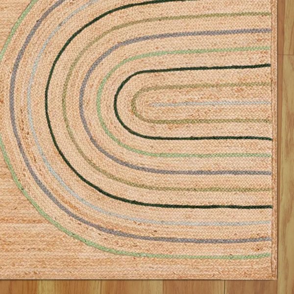 Hand Braided Beige Jute Rug Geometric Hallway Rug - Image 4