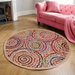 Cotton Jute Handmade Multicolor Round Area Rug