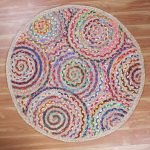 Cotton Jute Handmade Multicolor Round Area Rug