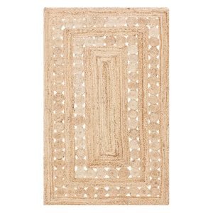 Hand Braided Beige Jute Geometric Area Rug
