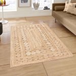 Hand Braided Beige Jute Geometric Area Rug