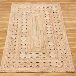 Hand Braided Beige Jute Geometric Area Rug