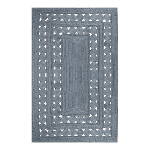 Indian Hand Braided Jute Grey Large Area Rug