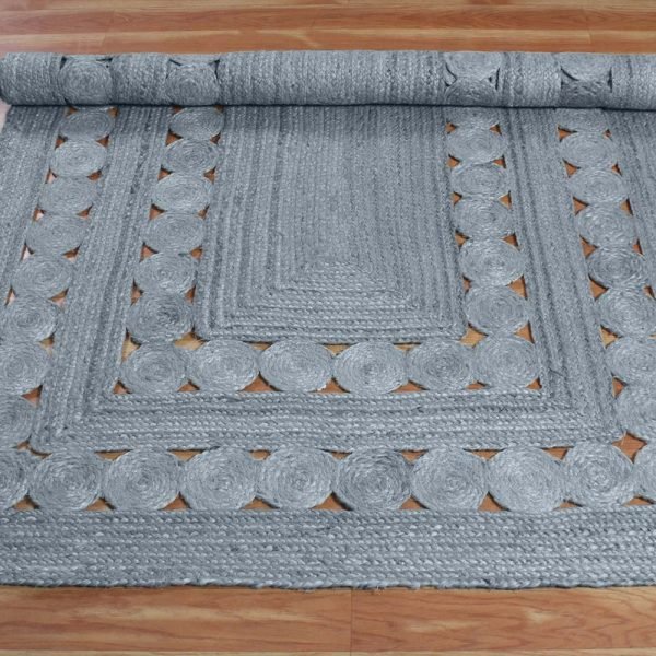 Indian Hand Braided Jute Grey Large Area Rug - Image 4