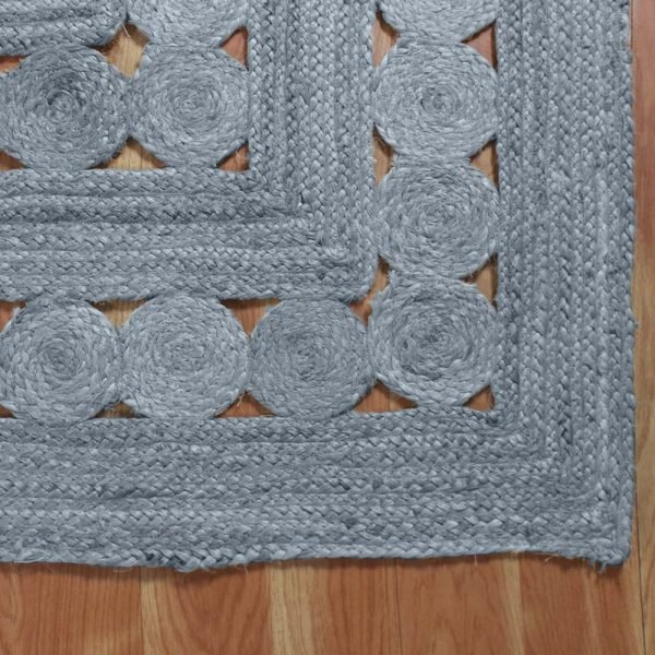 Indian Hand Braided Jute Grey Large Area Rug - Image 5