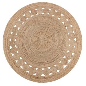 Beige Hand Braided Jute Round Outdoor Rug