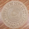 Beige Hand Braided Jute Round Outdoor Rug - Image 3