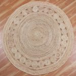 Beige Hand Braided Jute Round Outdoor Rug