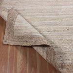 Hand Braided Bordered White Beige Jute Rug