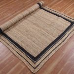 Bordered Black Beige Jute Hand Braided Rug