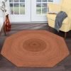 Hand Braided Octagon Brown Jute Front Area Rugs - Image 2