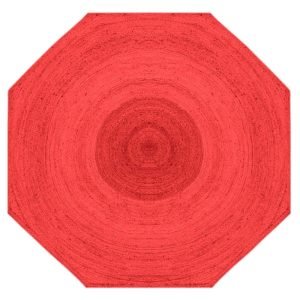 Jute Red Hand Braided Octagon Door Way Rugs