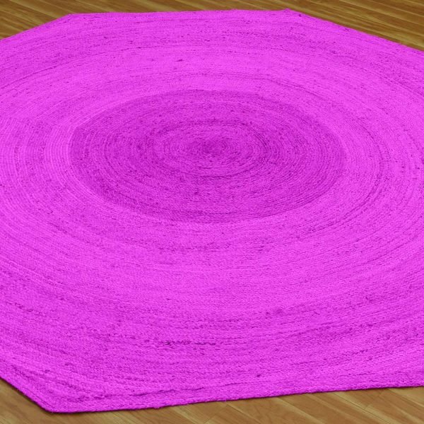 Jute Pink Hand Braided Octagon Door Way Rugs - Image 3