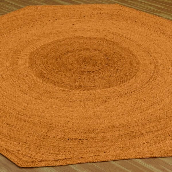 Octagonal Orange Jute Braided Doorway Rugs - Image 3