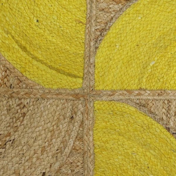 Indian Hand-braided Yellow Beige Natural Jute Area Rug - Image 4