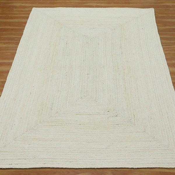 White Hand Braided Geometric Bedroom Area Rug - Image 4