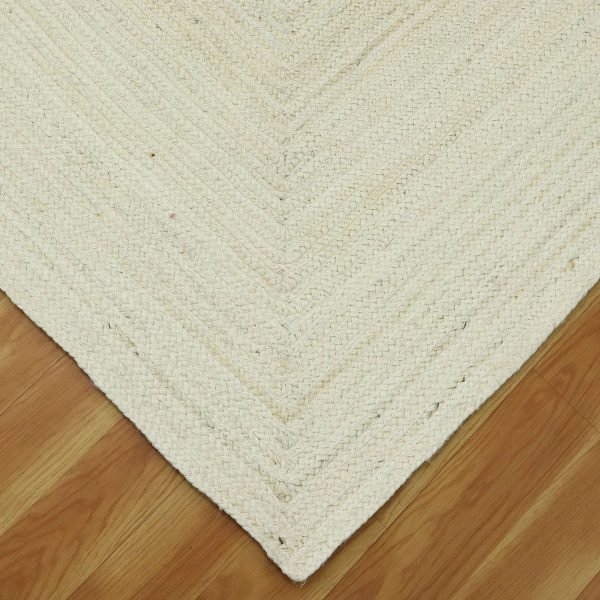 White Hand Braided Geometric Bedroom Area Rug - Image 7