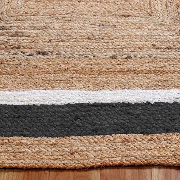 Bordered Beige Black Jute Square Area Rug - Image 4