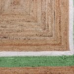 Hand Braided Green Beige Square Jute Rug