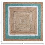 Hand Braided Turquoise Beige Square Jute Rug