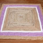 Hand Braided Purple Beige Square Jute Rug