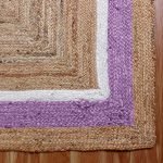 Hand Braided Purple Beige Square Jute Rug