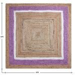 Hand Braided Purple Beige Square Jute Rug